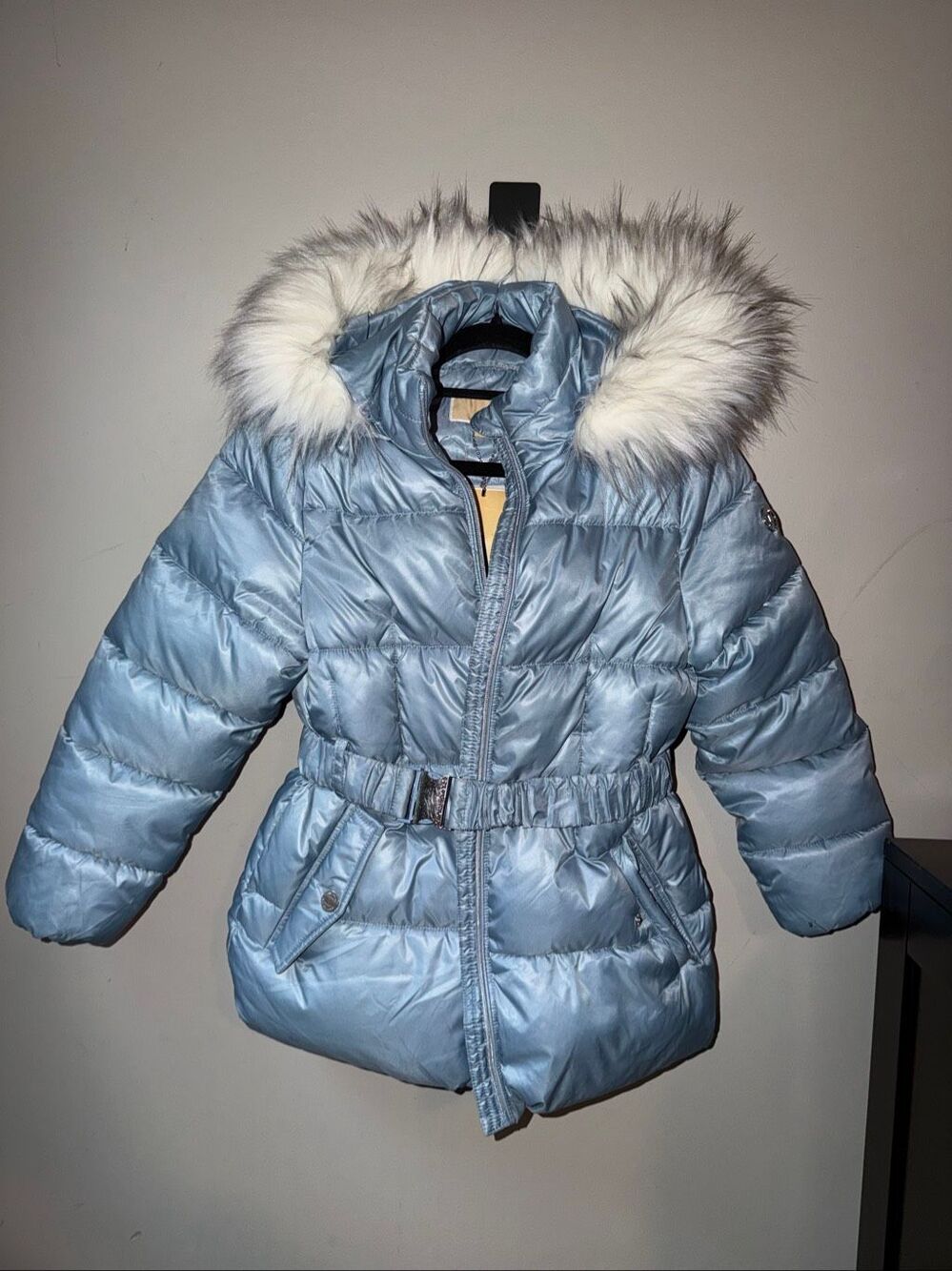 Michael Kors Little Girls hooded Heavy Weight Stadium puffer Jacket light blue S